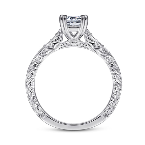 14K White Gold Emerald Cut Diamond Engagement Ring