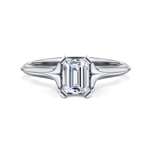14K White Gold Emerald Cut Diamond Engagement Ring