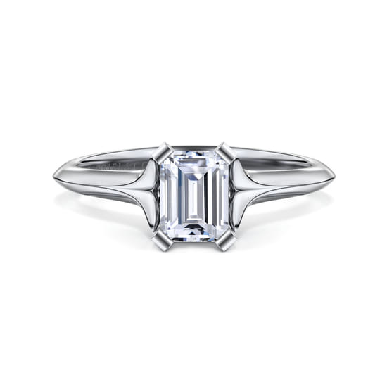 Gabriel - 14K White Gold Emerald Cut Diamond Engagement Ring