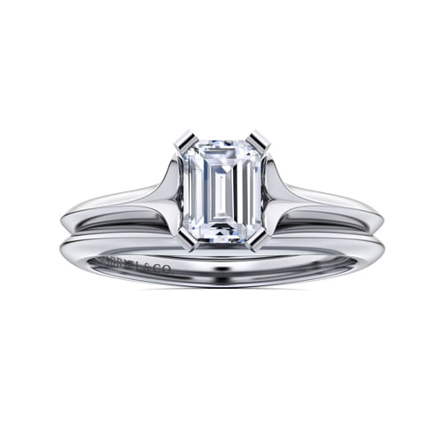 14K White Gold Emerald Cut Diamond Engagement Ring