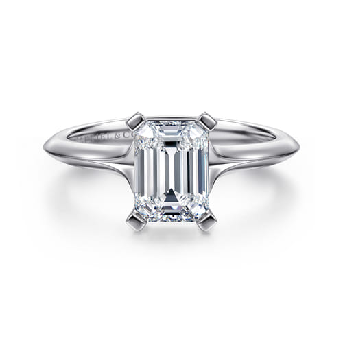 14K White Gold Emerald Cut Diamond Engagement Ring