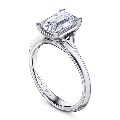 14K White Gold Emerald Cut Diamond Engagement Ring