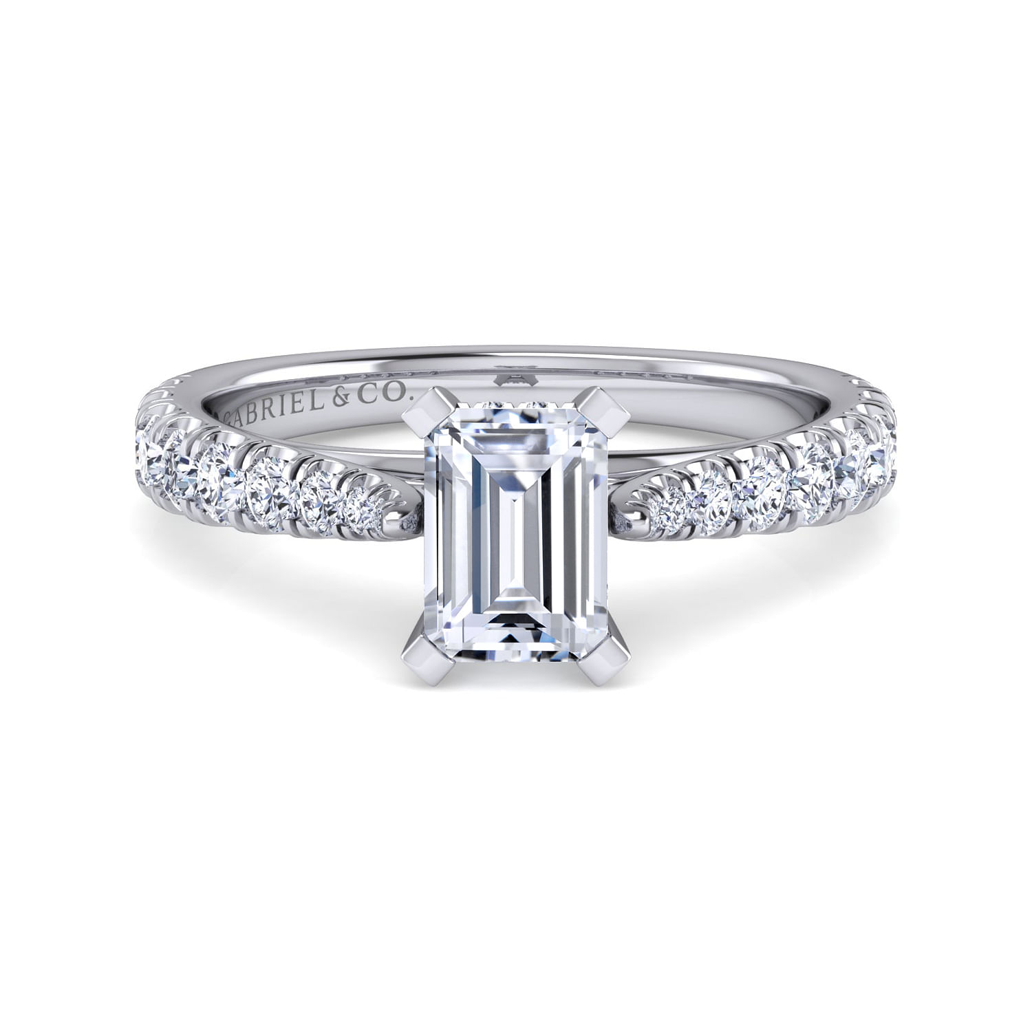 Gabriel - 14K White Gold Emerald Cut Diamond Engagement Ring