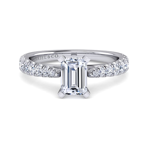 14K White Gold Emerald Cut Diamond Engagement Ring