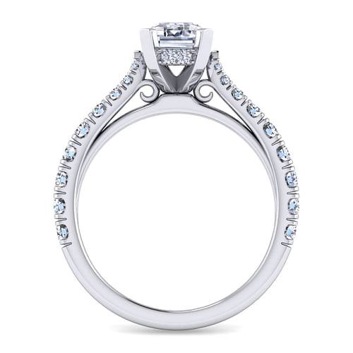 14K White Gold Emerald Cut Diamond Engagement Ring