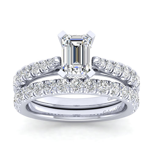 14K White Gold Emerald Cut Diamond Engagement Ring