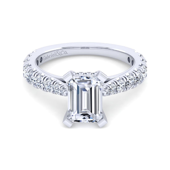 Gabriel - 14K White Gold Emerald Cut Diamond Engagement Ring