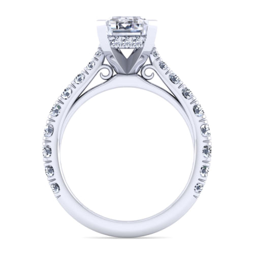 14K White Gold Emerald Cut Diamond Engagement Ring