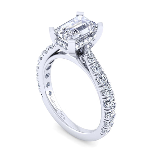 14K White Gold Emerald Cut Diamond Engagement Ring