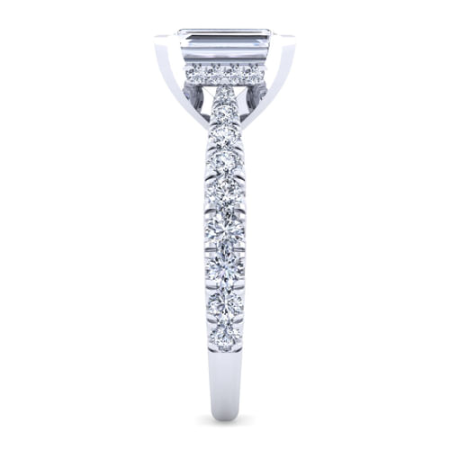 14K White Gold Emerald Cut Diamond Engagement Ring