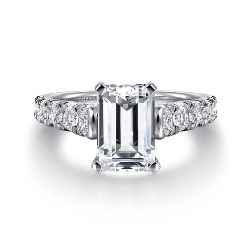 14K White Gold Emerald Cut Diamond Engagement Ring