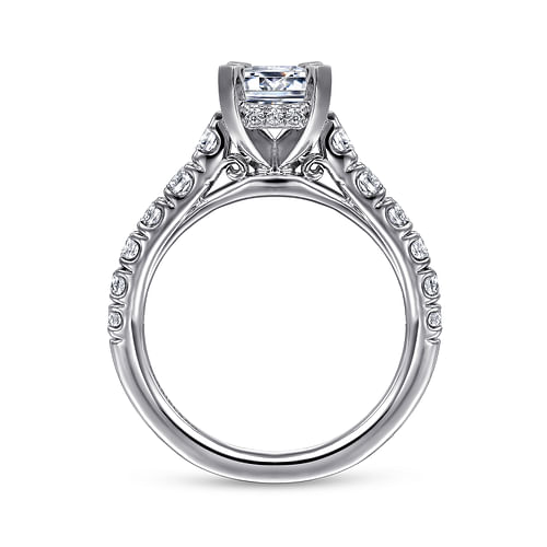 14K White Gold Emerald Cut Diamond Engagement Ring