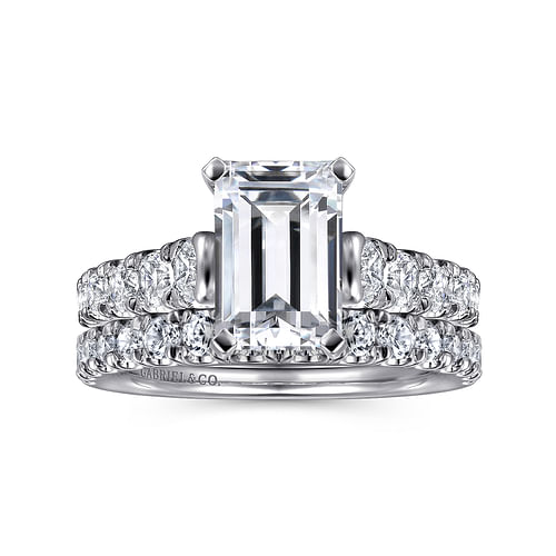 14K White Gold Emerald Cut Diamond Engagement Ring