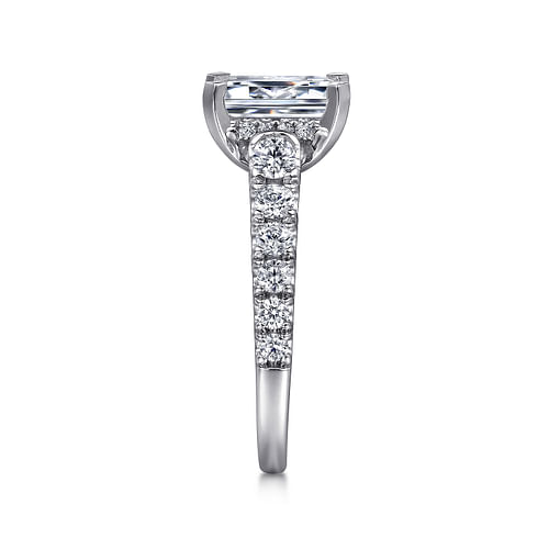 14K White Gold Emerald Cut Diamond Engagement Ring