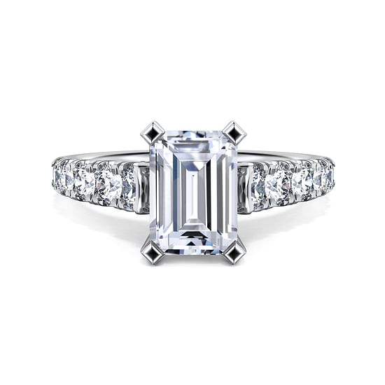Gabriel - 14K White Gold Emerald Cut Diamond Engagement Ring