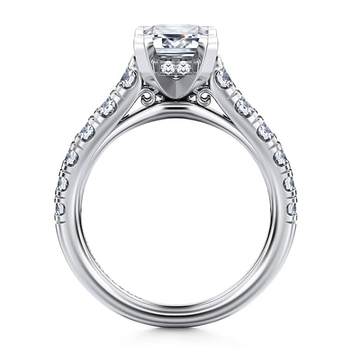 14K White Gold Emerald Cut Diamond Engagement Ring