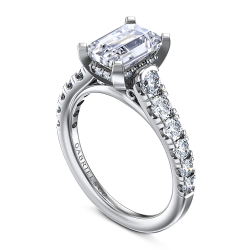 14K White Gold Emerald Cut Diamond Engagement Ring