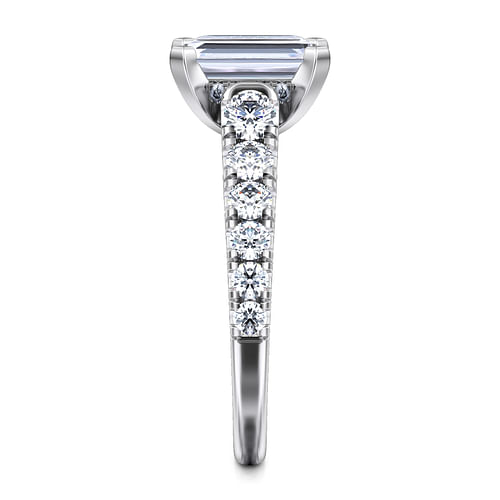 14K White Gold Emerald Cut Diamond Engagement Ring