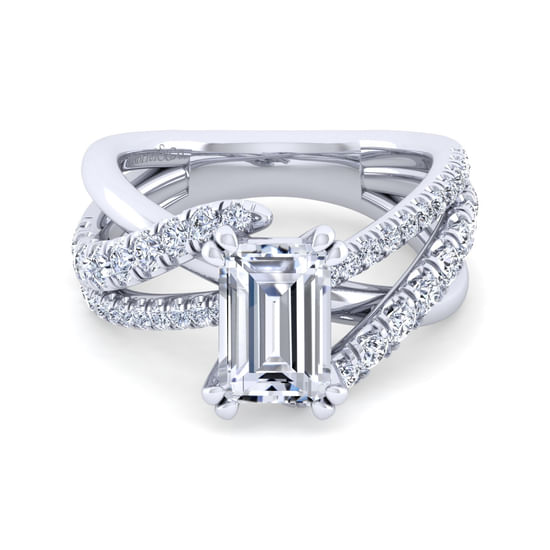 Gabriel - 14K White Gold Emerald Cut Diamond Engagement Ring