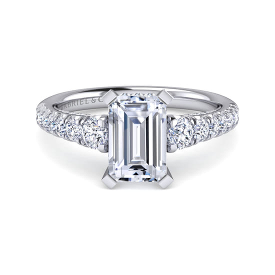 Gabriel - 14K White Gold Emerald Cut Diamond Engagement Ring