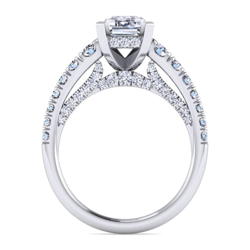 14K White Gold Emerald Cut Diamond Engagement Ring