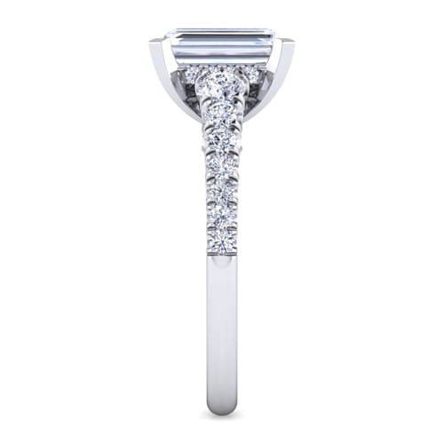 14K White Gold Emerald Cut Diamond Engagement Ring
