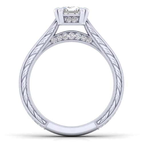 14K White Gold Emerald Cut Diamond Engagement Ring