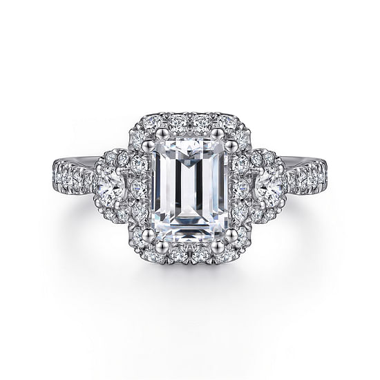 Gabriel - 14K White Gold Emerald Cut Diamond Engagement Ring