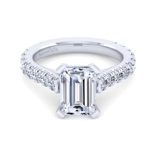 14K White Gold Emerald Cut Diamond Engagement Ring