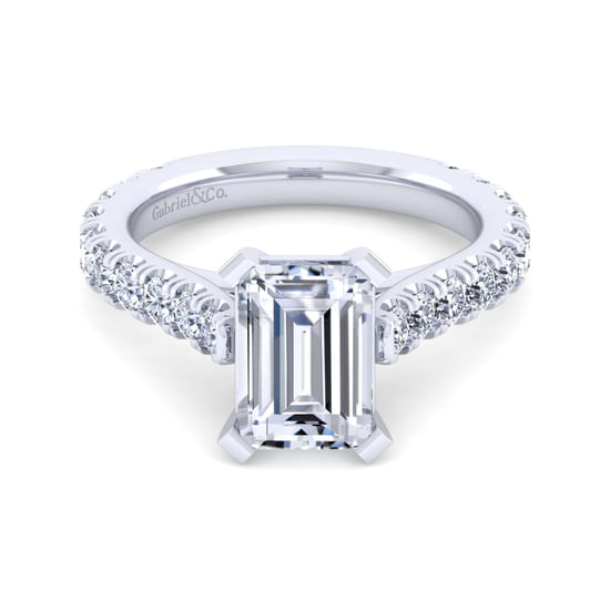 Gabriel - 14K White Gold Emerald Cut Diamond Engagement Ring