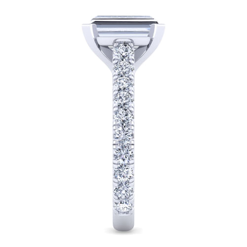 14K White Gold Emerald Cut Diamond Engagement Ring