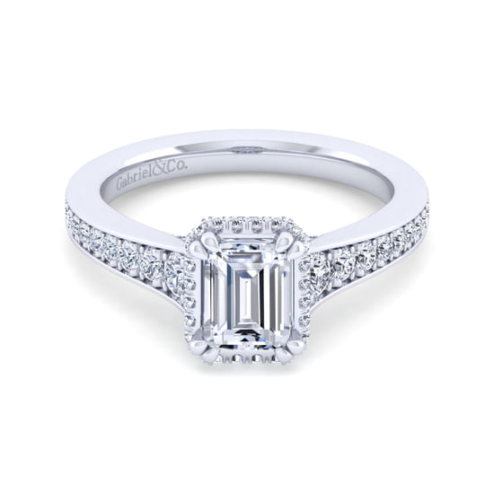 Gabriel - 14K White Gold Emerald Cut Diamond Engagement Ring