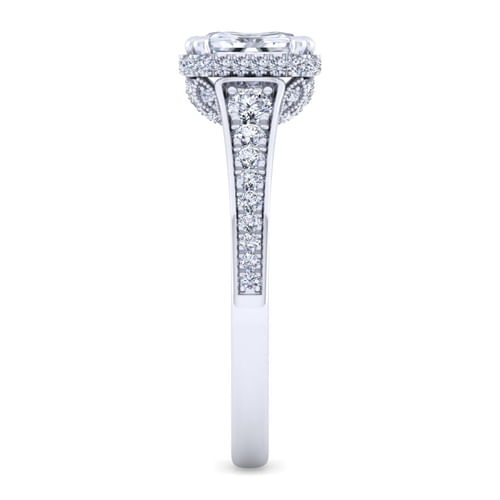14K White Gold Emerald Cut Diamond Engagement Ring