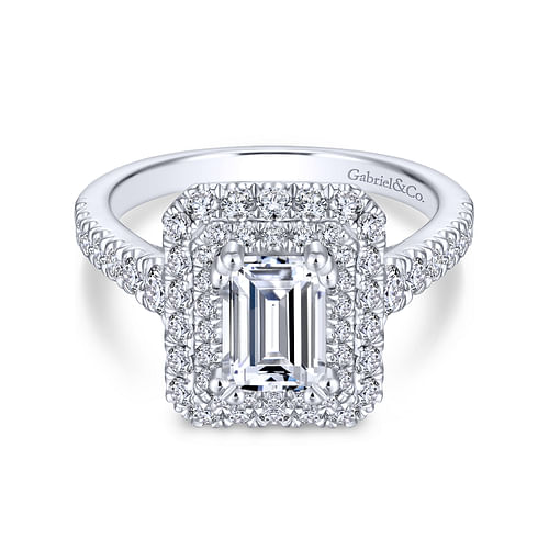 14K White Gold Emerald Cut Diamond Engagement Ring
