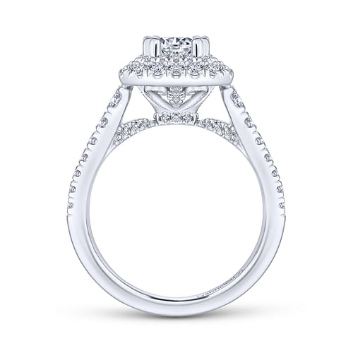 14K White Gold Emerald Cut Diamond Engagement Ring