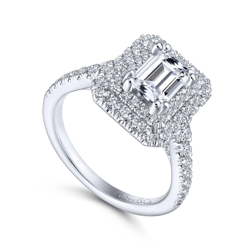 14K White Gold Emerald Cut Diamond Engagement Ring
