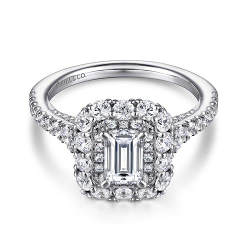 14K White Gold Emerald Cut Diamond Engagement Ring