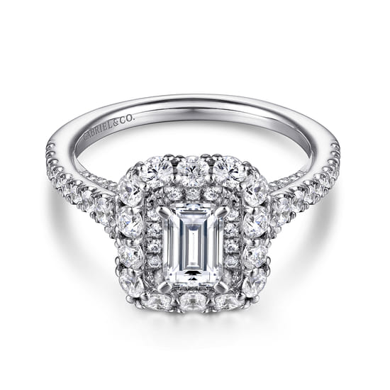 Gabriel - 14K White Gold Emerald Cut Diamond Engagement Ring