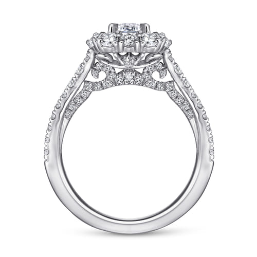 14K White Gold Emerald Cut Diamond Engagement Ring