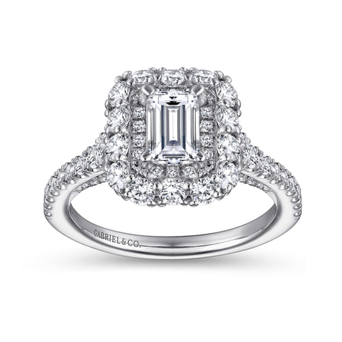 14K White Gold Emerald Cut Diamond Engagement Ring