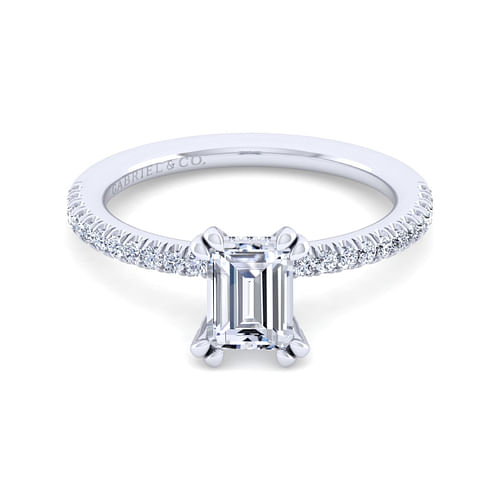 14K White Gold Emerald Cut Diamond Engagement Ring