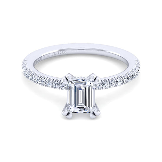 Gabriel - 14K White Gold Emerald Cut Diamond Engagement Ring