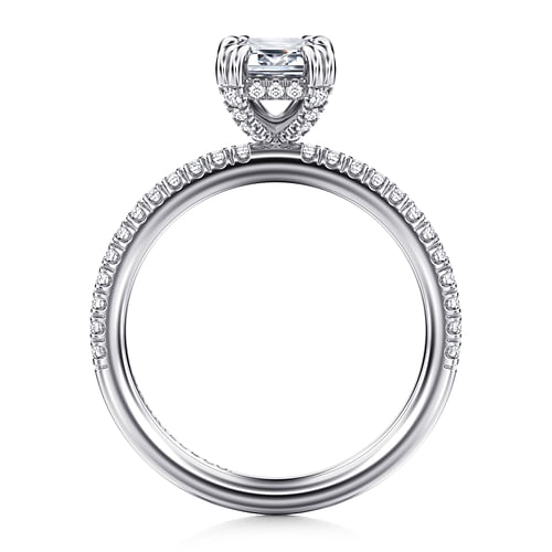 14K White Gold Emerald Cut Diamond Engagement Ring