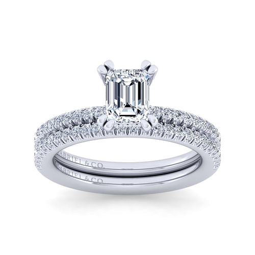 14K White Gold Emerald Cut Diamond Engagement Ring