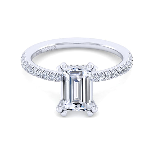 14K White Gold Emerald Cut Diamond Engagement Ring