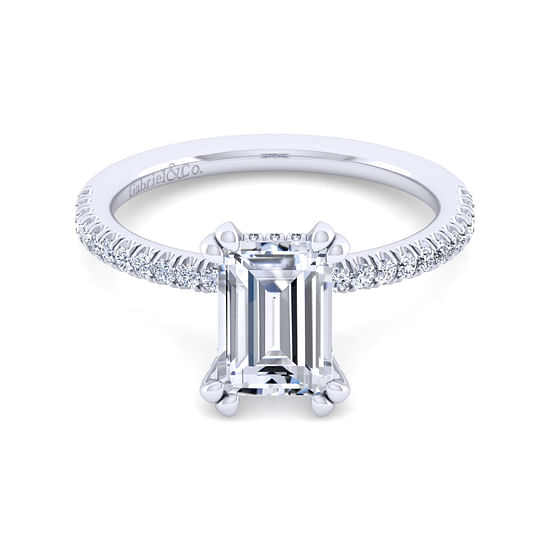 Gabriel - 14K White Gold Emerald Cut Diamond Engagement Ring