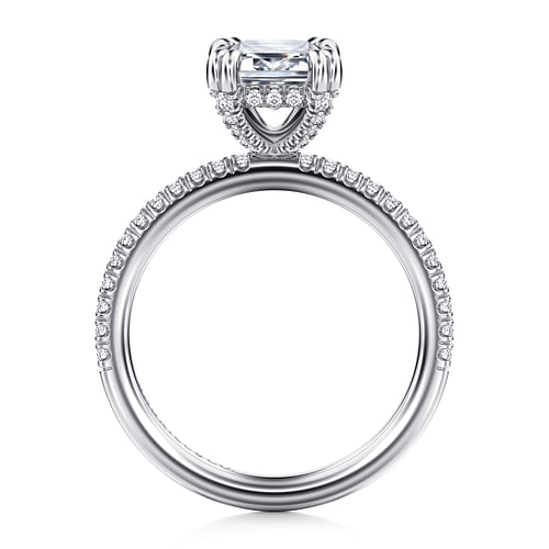 14K White Gold Emerald Cut Diamond Engagement Ring