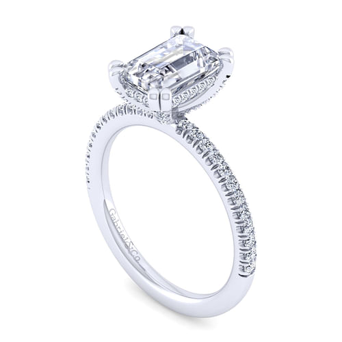 14K White Gold Emerald Cut Diamond Engagement Ring