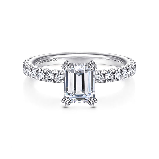 Gabriel - 14K White Gold Emerald Cut Diamond Engagement Ring