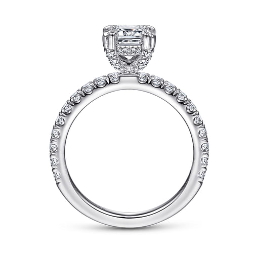 14K White Gold Emerald Cut Diamond Engagement Ring